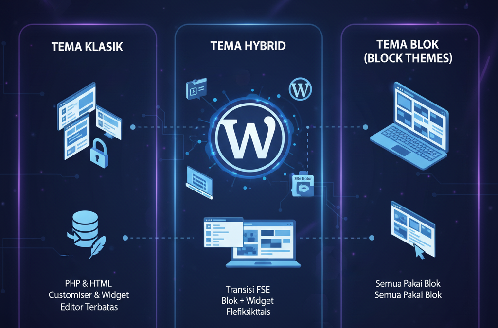 Era Full Site Editing: Membandingkan Tema WordPress Klasik, Hybrid, dan Tema Blok  (Block Themes)