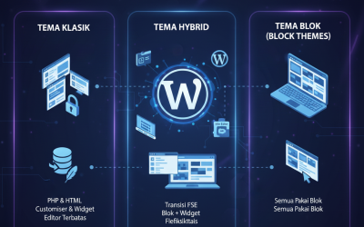 Era Full Site Editing: Membandingkan Tema WordPress Klasik, Hybrid, dan Tema Blok  (Block Themes)